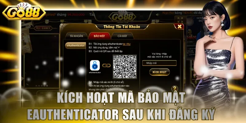 Kích hoạt mã bảo mật eAuthenticator sau khi đăng ký thành công