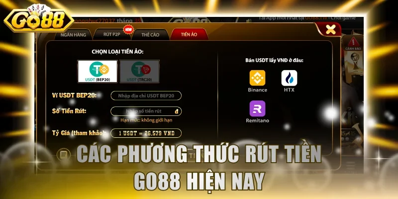 Review nhanh các cách thức rút tiền GO88 phổ biến
